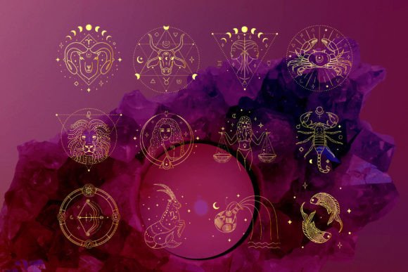 Download Golden Zodiac Signs. Horoscope Logos. - Gold Collection