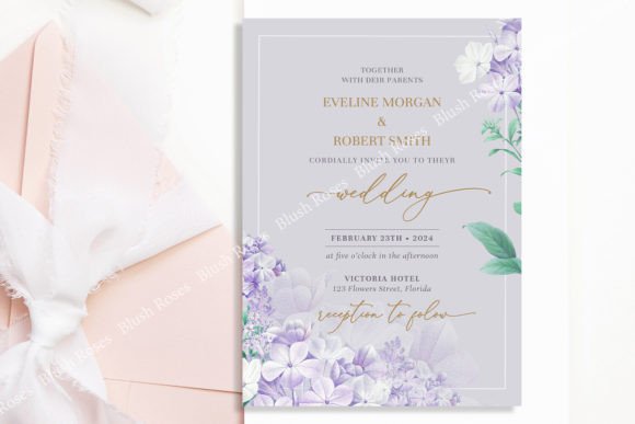 Download Purple Spring Flowers Gold Font Invite - Gold Collection
