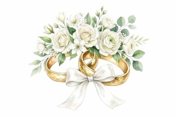 Download Gold Wedding Rings White Flowers - Gold Collection