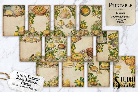 Download Lemon Dessert Junk Journal Papers - Dessert Collection